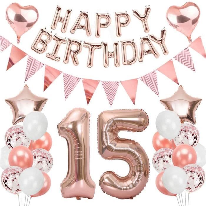 Ouceanwin 15 Ans Anniversaire Decorations Or Rose Ballons Deco Anniversaire Pour Filles Guirlande Happy Birthday Ballons Cdiscount Maison Ouceanwin 15 Ans Anniversaire Decorations Or Rose Ballons Deco Anniversaire Pour Filles Guirlande Happy Birthday Ballons Cdiscount Maison