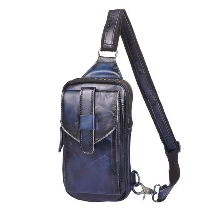Sac Banane En Cuir Véritable Italien - Bleu Brillant | Made In Italy | Neuf Sans Étiquette