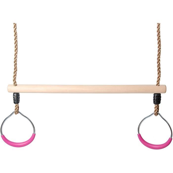 Just Fun Trapeze en Bois avec Anneaux en Plastique Orange 