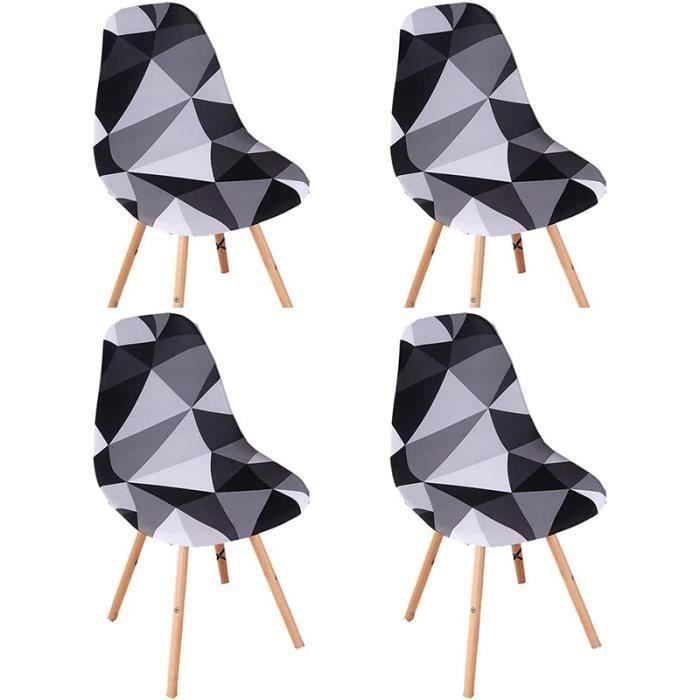 Housse de chaise scandinave extensible lot de 4, gris - Maison Housse de chaise scandinave extensible lot de 4, gris - Maison