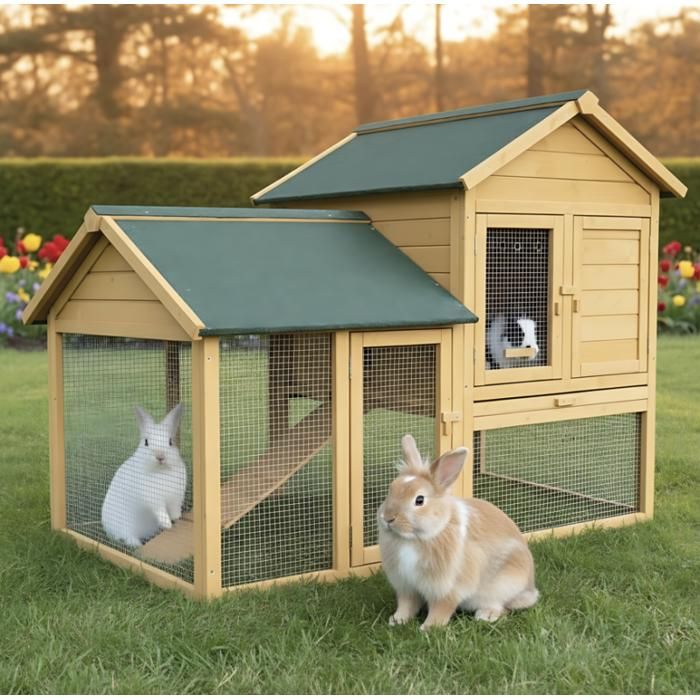 Cage Clapier Enclos lapin Extérieur en bois Haute Qualité pour lapins