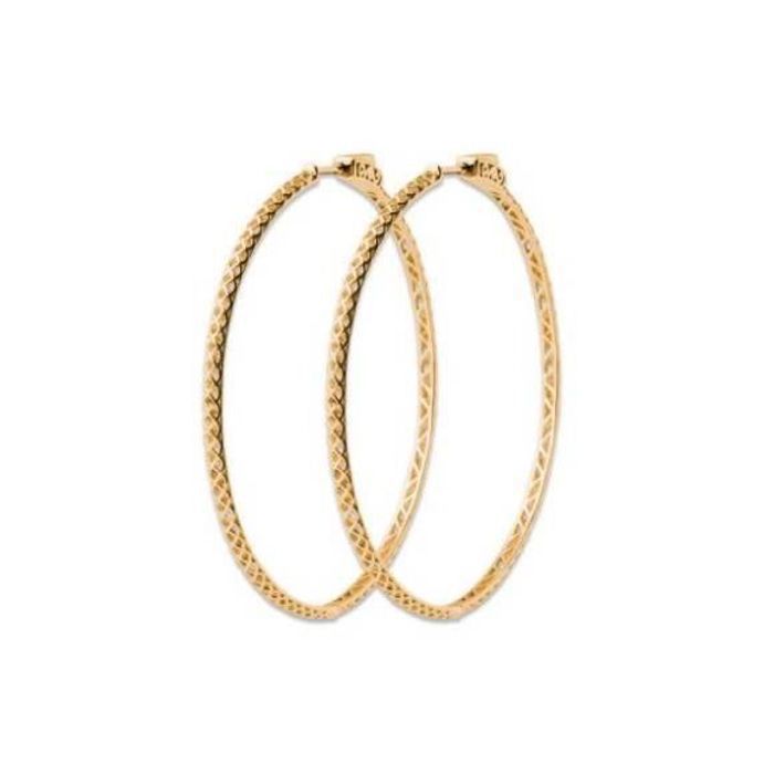 Boucles doreilles créoles - Bijouxia - 18 carats - Contour strié - Diamètre 6 cm - Poids 9 40 g