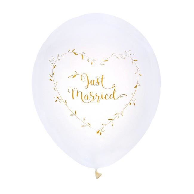 10 Pack Just Married Blanc Ballons-Latex Blanc Mariage Ballons