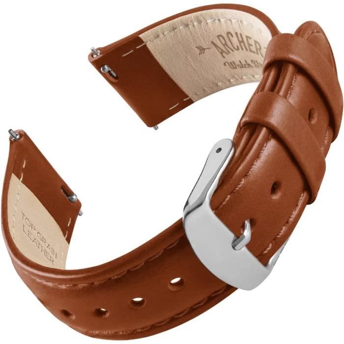 Bracelet De Montre En Cuir Grain Buffalo Beige 18mm - Marque OnWatch - Fabrication Artisanale - Neuf