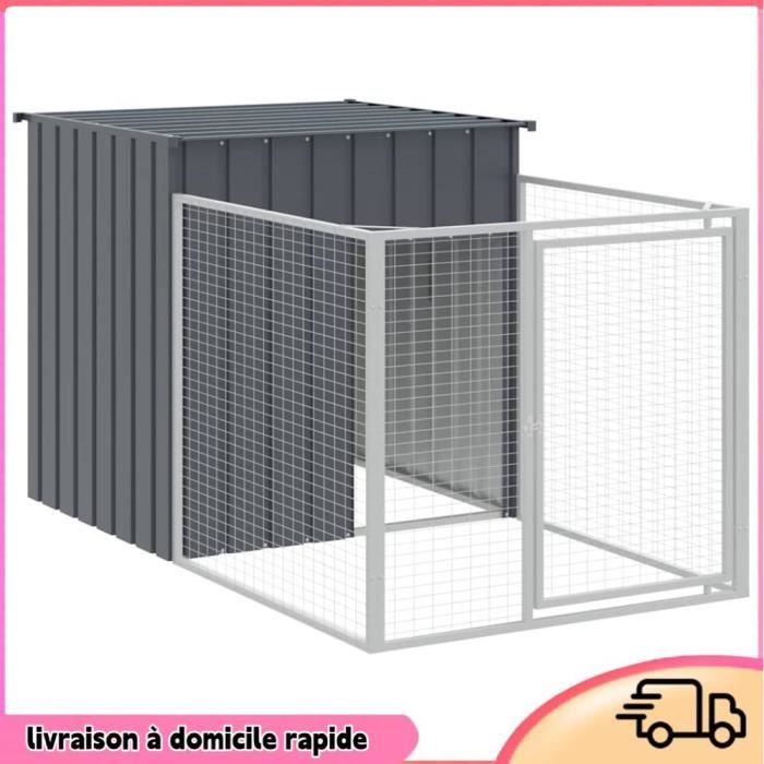 Comparer les prix de Cocosity Niche pour chien avec cour anthracite 110x201x110 cm - 7894202843830