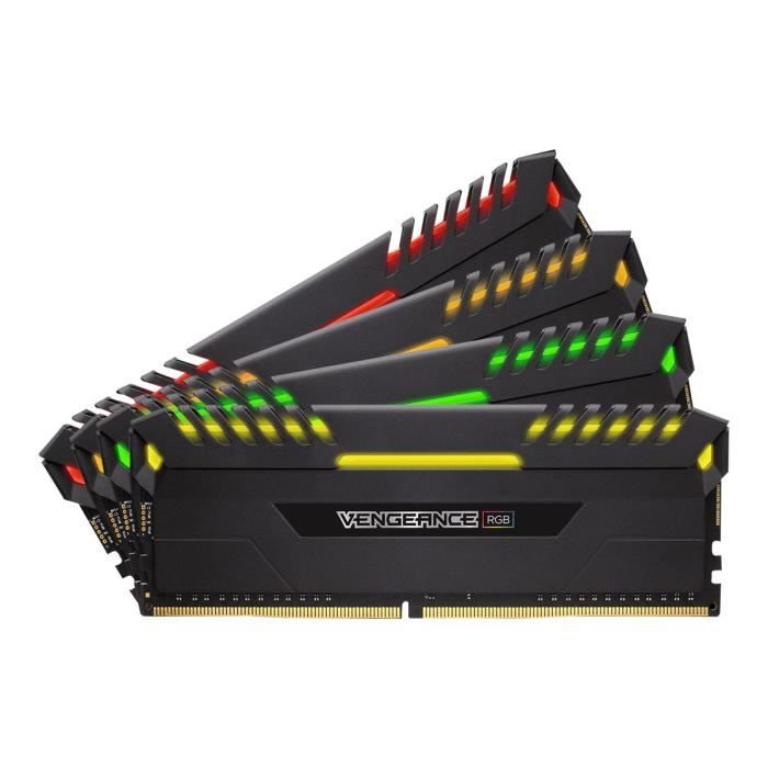 Achat Memoire PC Corsair Vengeance RGB - DDR4 - 64 Go: 4 x 16 Go - DIMM 288 broches - 3333 MHz - PC4-26600 - CL16 - 1.35 V - mémoire sans tampon pas cher