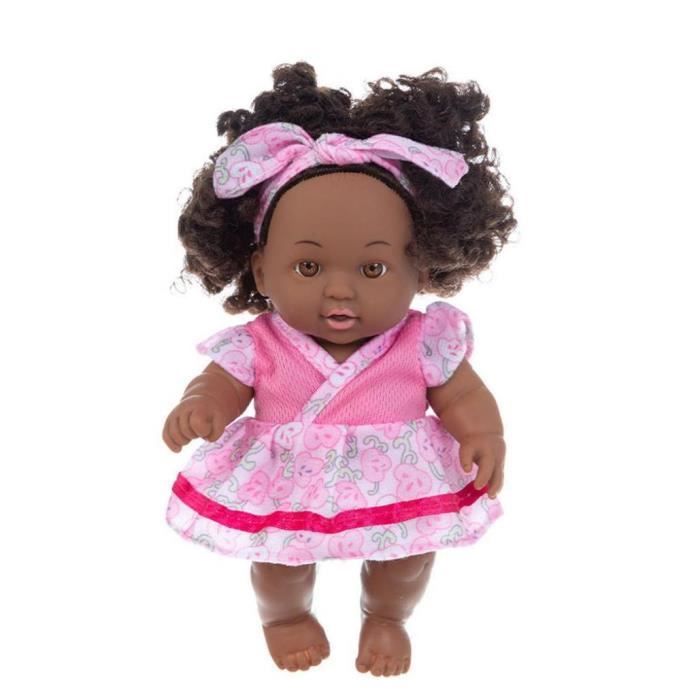 Poupee Noire Bebe cm Poupee African Black Fille Bebe Jouet De Simulation De Vie Avec Une Jupe En Relief Rose Pour Des Cadeaux Pour Cdiscount Jeux Jouets