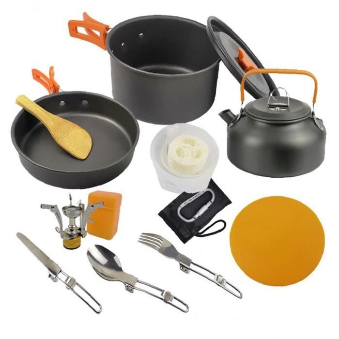Camping Cookware Randonnée Pot Cuisson Cuisine Kit de batterie de cuisson antiadhésif pour pique