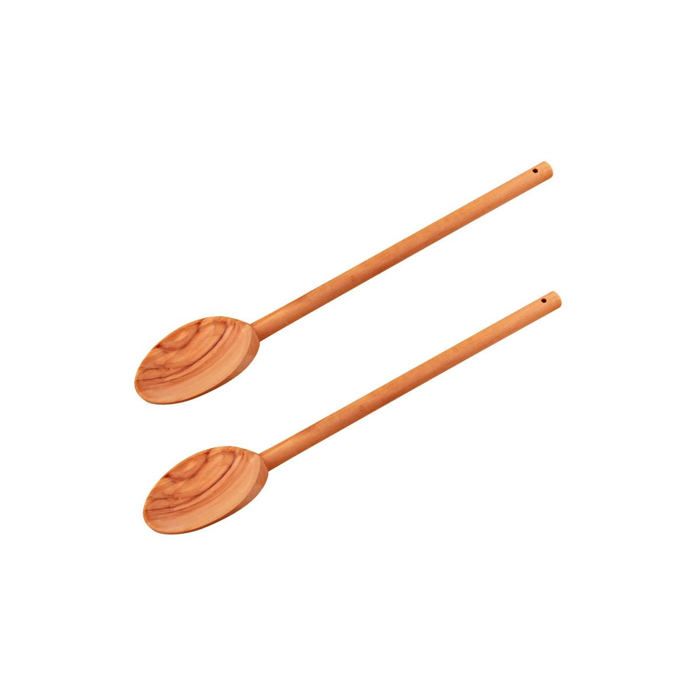 Lot De 2 Cuillères En Bois D'Olivier Fait Main – Tunisie – Ustensiles Naturels
