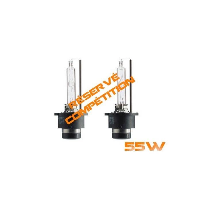 Produit uniquement reservé à la compétition - 2 x Ampoules xénon D2S 55W, garantie 1 an, température 6000°K (Blanc Crystal). France