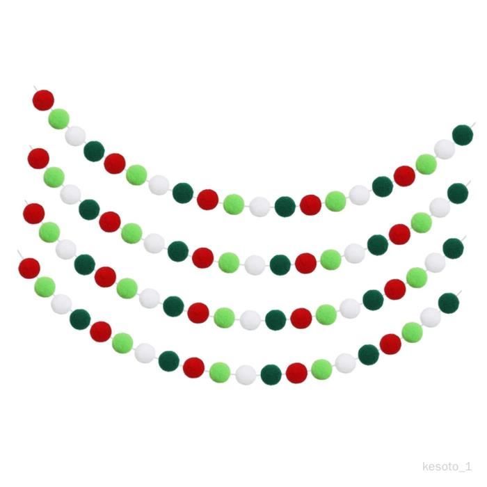Guirlande de boules de laine en feutre de noël, guirlande de boules en feutre pour mur de noël