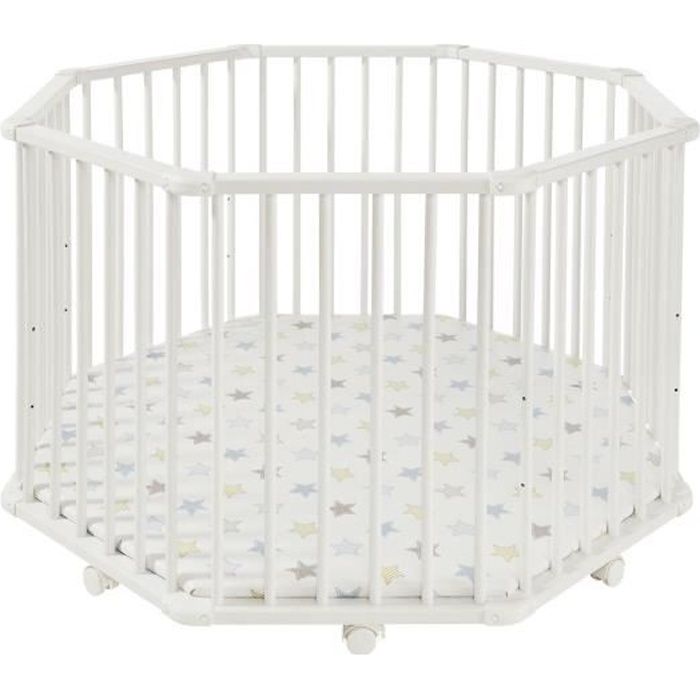 Motif Du Fond Etoiles Parc Octogonal Ajustable En Hauteur Geuther Parc Octo Parc Blanc 107 Cm X 107 Cm Bois Bebe Puericulture Parcs