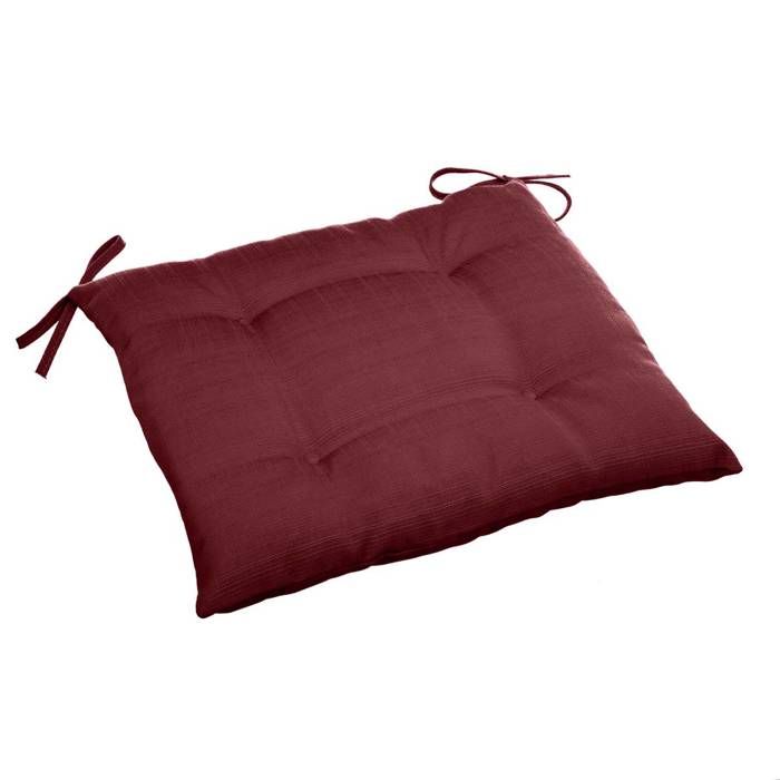 Lot De 2 Coussins De Chaise Carrés 40x40 Cm - Tissu Doux, Attaches, Pour Intérieur/extérieur (rouge)