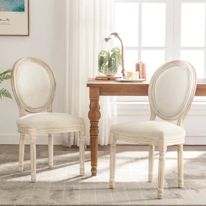 Lot De 2 Chaises Design Capitonnées Beige - Paris Prix - Tissu Uni