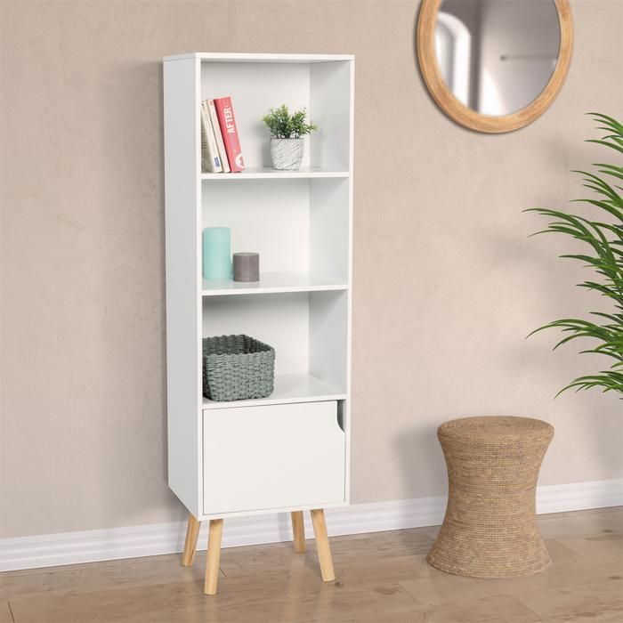 IDMARKET Bibliothèque étagère de rangement colonne EMMIE scandinave blanc IDMARKET Bibliothèque étagère de rangement colonne EMMIE scandinave blanc