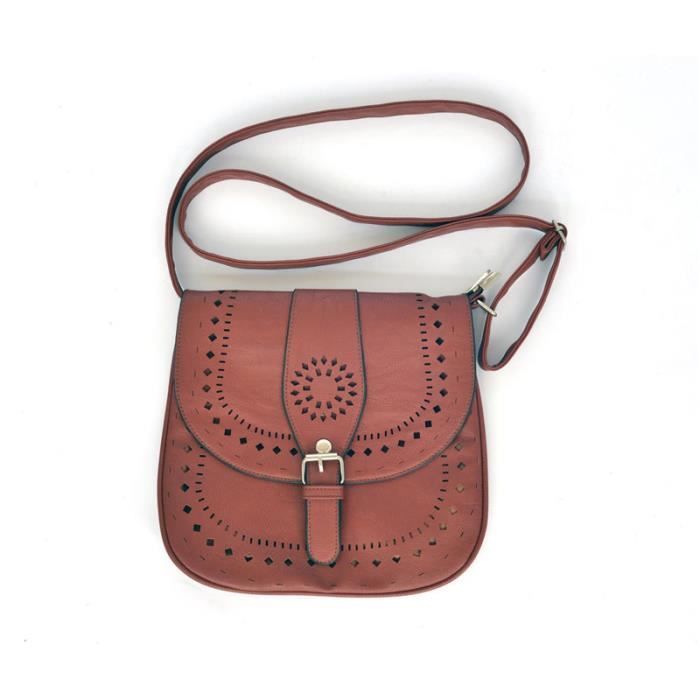Sac Bandoulière Femme Marron - Simili Cuir Ajustable - Style Vintage - Neuf Sans étiquettes - Taille Moyenne