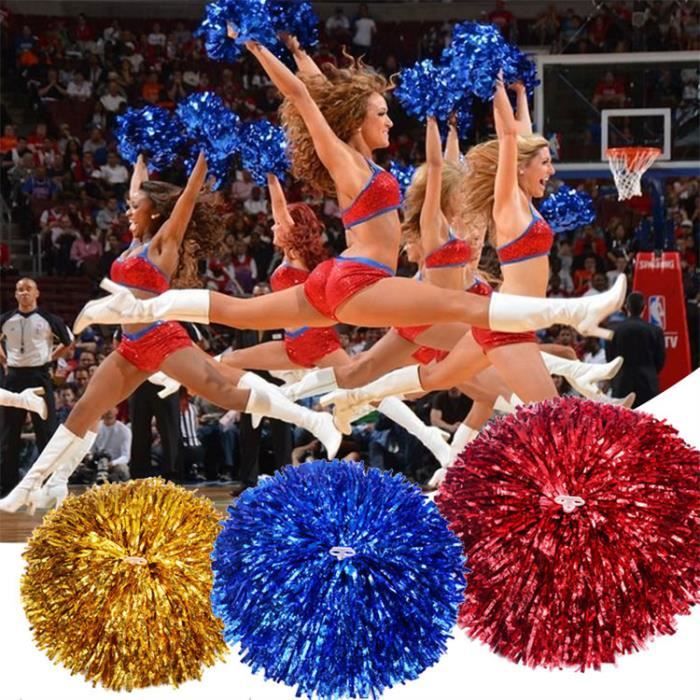 4 Stück Cheerleader-Pompons In Rot – Glänzend, 26 Cm, Für Sport Und Partys