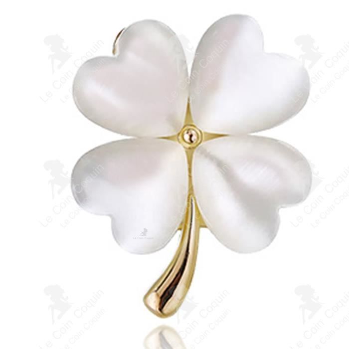 Broche Trèfle à Quatre Feuilles En Cristal Strass - Porte-Bonheur Élégant Pour Femmes Et Filles