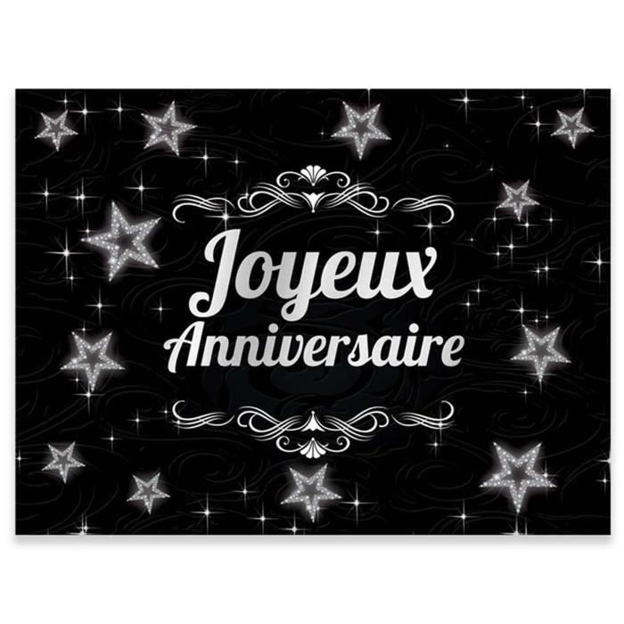 Pack De 12 Sets De Table Papier Joyeux Anniversaire Noir Argente 40x30 Cm R2173 Achat Vente Decors De Table Cdiscount