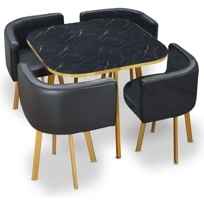 Table à manger et chaises encastrable PopUp - Marbre noir