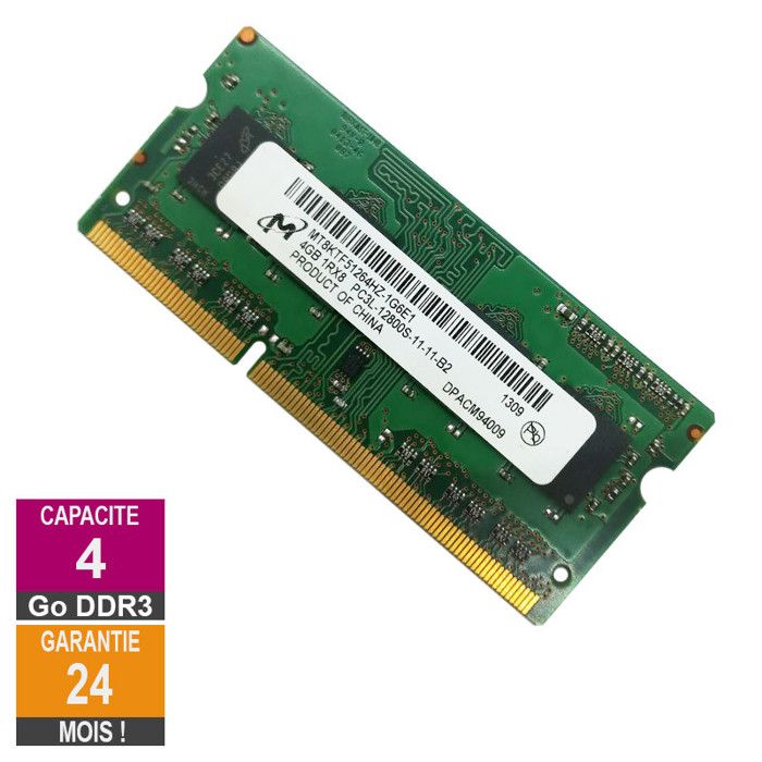Barrette Mémoire 1xr8 Barrette Mémoire 4Go RAM DDR3 Micron