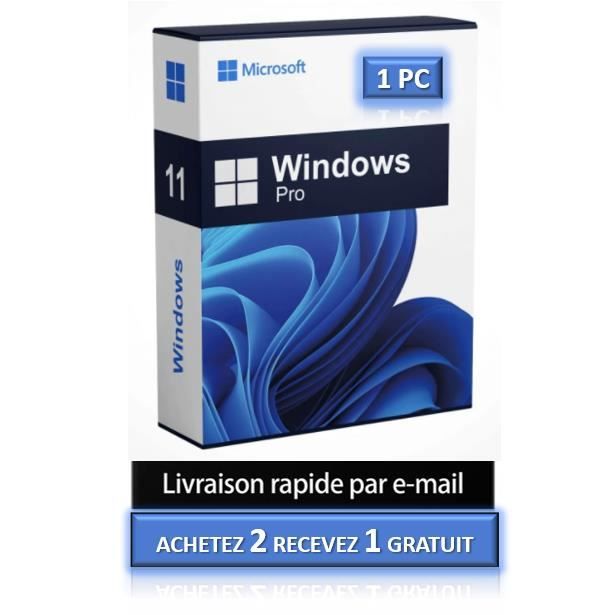 Microsoft Windows 11 Pro - 1 PC - Clé d'activation - Livraison Rapide par Mail & Messagerie Cdiscount