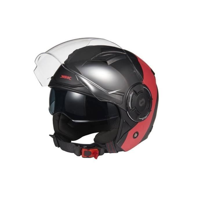 KSK - Casque jet DS ULTRASONIC COPPER & RED - Noir et rouge