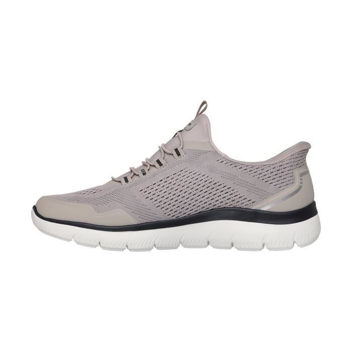 Skechers Basket Basse à Lacets - SKECHERS - Summits Top Rate - Taupe Noir - Confort Exceptionnel - Talon Plat