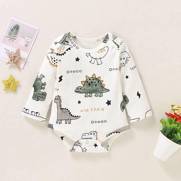 Infantile Bebe Garcon Filles Manches Longues Dessin Anime Dinosaure Imprimer Barboteuse Vetements De Body Blanc Blanc Cdiscount Pret A Porter
