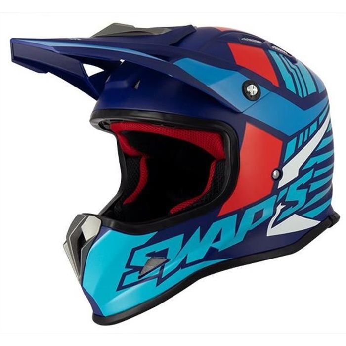 Casque Cross Enfant SWAPS S885 - Bleu - Rouge - Blanc