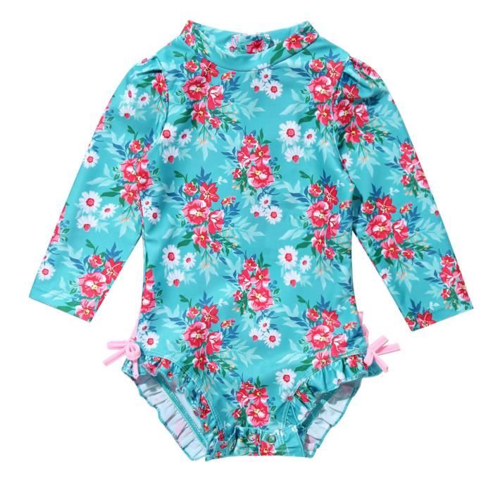 Freebily Maillot De Bain 1 Piece Bebe Fille Tankini Floral Body Combinaison Manche Longue Anti Uv Fille Costume Natation 0 24 Mois Bleu Cdiscount Pret A Porter
