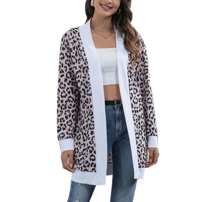 Cardigan Court Femme Surdimensionné – Manteau Tricot épais, Poches à Ceinture, Manches Longues, Décontracté Automne - 10
