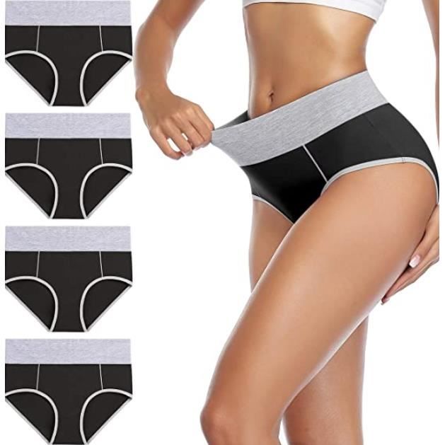 Lot 5 Culottes Femme Taille Haute Coton INNERSY - Slip Shorty Confort Doux Élastique - Sous-Vêtements Respirants Et Absorbants