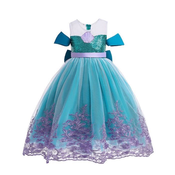 Fille Princesse Robe Petite Sirène Costume Bébé Fille Ariel Robe d'été  Enfants Halloween Birthday Party Vêtements 3-10 ans Z V