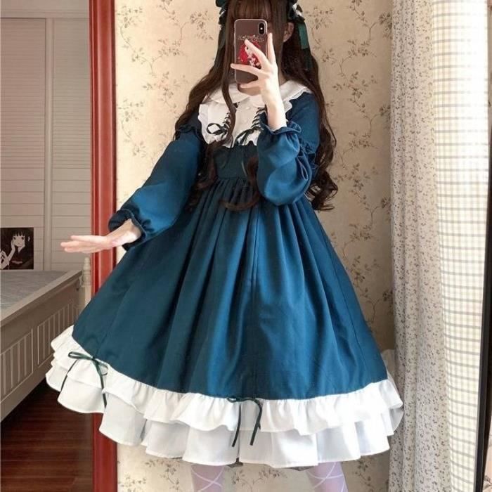 Robe Lolita Vintage Pour Femme Robe De Princesse Anime Kawaii Costume De Fee Victorienne Cosplay Mignonne Et Belle Green Green Cdiscount Pret a Porter