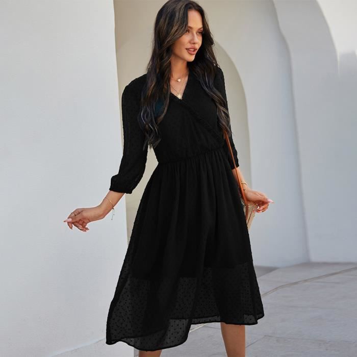 Robe femme Mode elegant chic - Noir Noir - Cdiscount Prêt-à-Porter