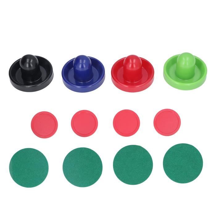 Set Accessori Air Hockey – 2 Spingitori 96 Mm Blu/Rossi E 2 Dischi 64 Mm Con Base In Feltro, Sostituzione Per Tavolo Gioco