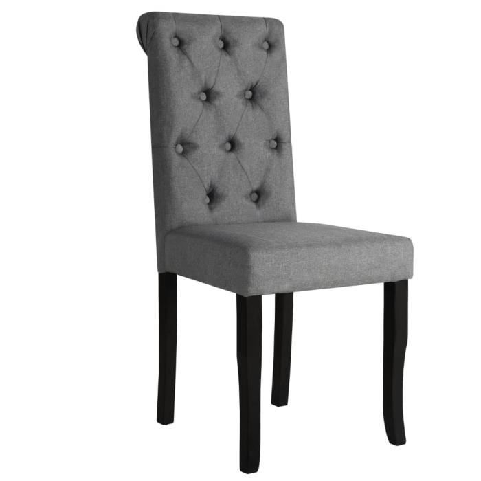 Chaises de cuisine OVONNI - Scandinave - Gris foncé - Lot de 4 - Bois massif et Tissu
