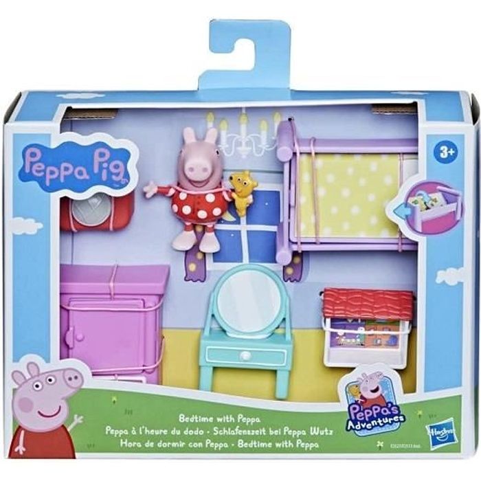 ensemble de jeu peppa pig a l heure du dodo accessoires chambre maison figurine set jouet prescolaire et carte animaux