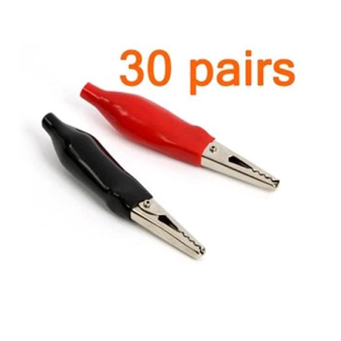2 Pinces Crocodile Isolées Bleues - Longueur 27 Mm - Pour Tests Électroniques, Câblage