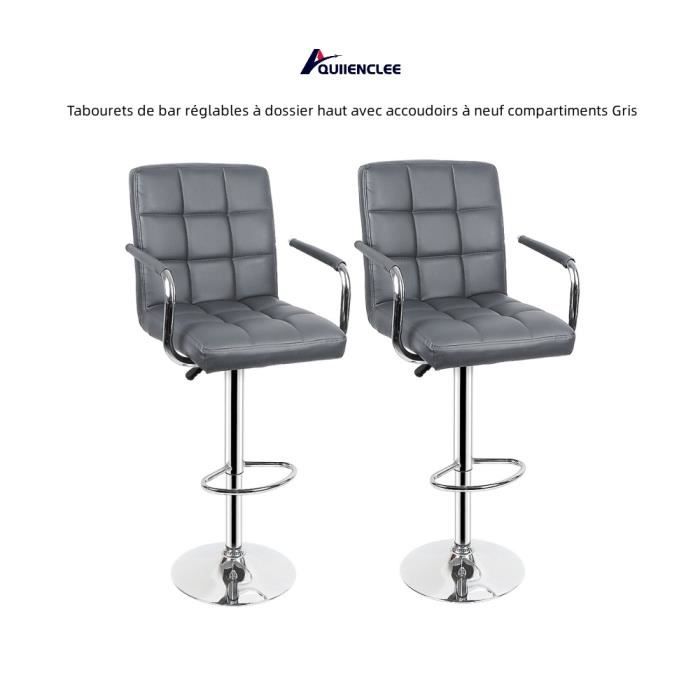 Tabourets De Bar VASAGLE, Lot De 2 - Pivotants, Hauteur Réglable, Dossier Ergonomique En Velours - Gris Anthracite - Pour îlot Cuisine Et Bar - 11