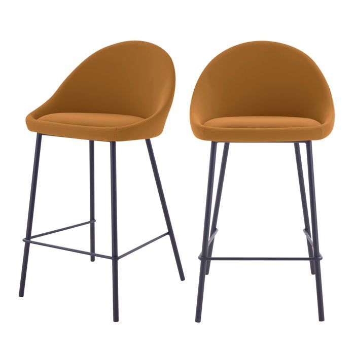 Lot de 2 chaises pour îlot central 65 cm en PU cannelle - Misty - Maison Pavane