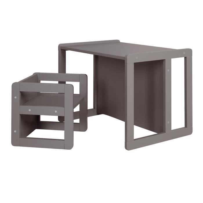 ROBA Ensemble Table et Chaise Réversible pour Enfant - Convertible en Banc et Tabouret - 3 Hauteurs Différentes - Bois Anthracite ROBA Ensemble Table et Chaise Réversible pour Enfant - Convertible en Banc et Tabouret - 3 Hauteurs Différentes - Bois Anthracite