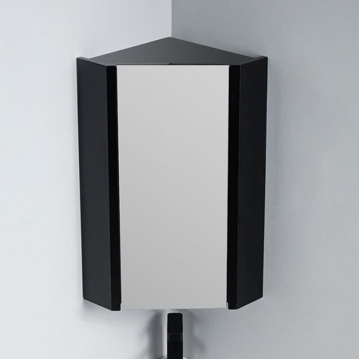 Meuble d'angle miroir de salle de bain - Rue du Bain - Dark - Noir - Laqué - 31x31 cm