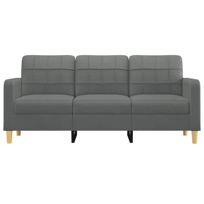 Canapé 3 places - SALUTUYA - BD8166 - Gris foncé - Tissu 100% polyester - Dimensions 198x77x80 cm