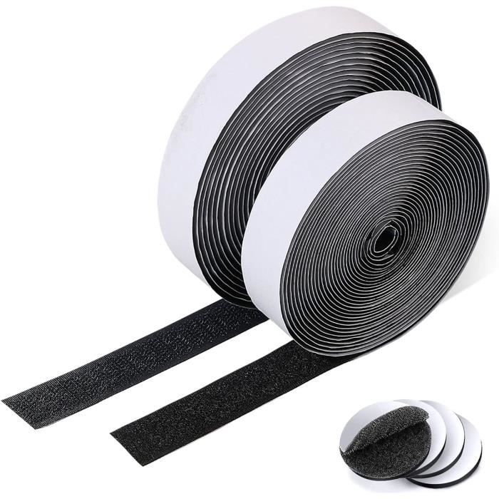 Bande Adhésive Velcro 8m | 20mm Largeur | Double Face Pour Moustiquaire, Câbles, Déco - Noir