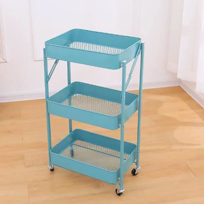 Chariot Rangement 2 Niveaux Avec Roulettes - Organisateur Mobile Cuisine/Salle De Bain - 43.5x25x37cm