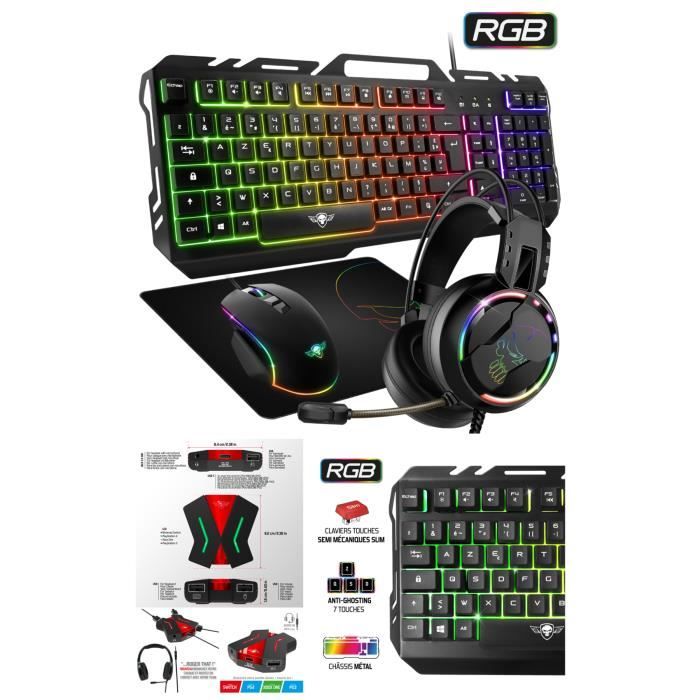 Pack GAMER PRO ULTIMATE MKH5 RGB + CLAVIER RGB + TAPIS RGB + CROSSGAME convertisseur consoles NINTENDO SWITCH / PS4 XB - vue 7