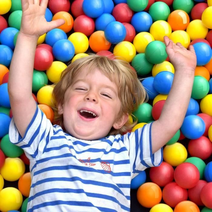 LittleTom 200 Balles De Jeu En Plastique 5,5 Cm – Piscine à Balles Colorées – Pour Enfants, Bébés, Chiots – Sans Odeur, Résistant Salive – Lot Jaune Rouge Bleu Vert Orange