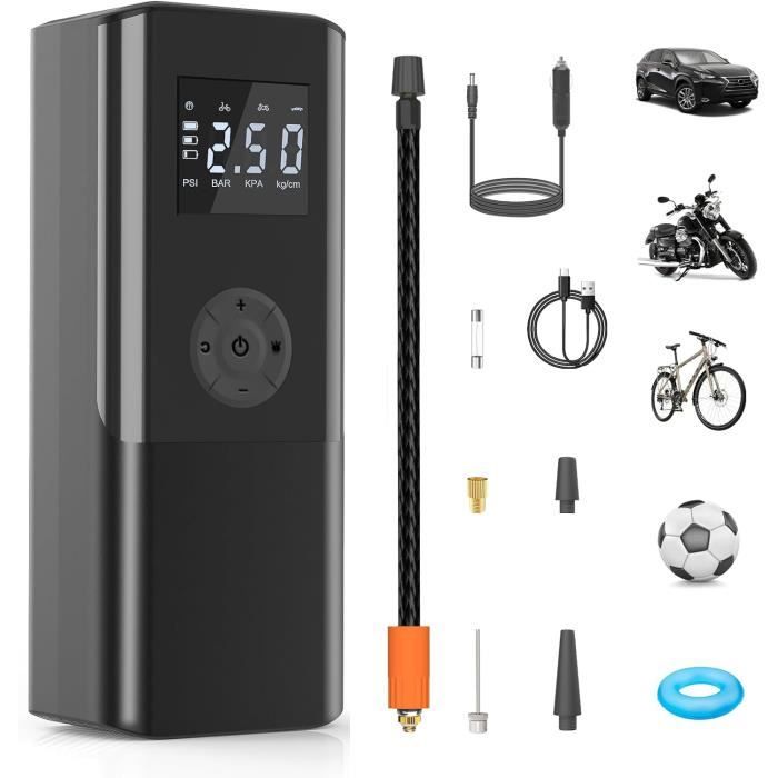 Compresseur D'air Portable Sans Fil 150 PSI - Pompe à Pneus Voiture, Vélo, Avec écran, Batterie 4000mAh, USB-C